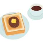 小倉バタートーストとコーヒーのイラスト