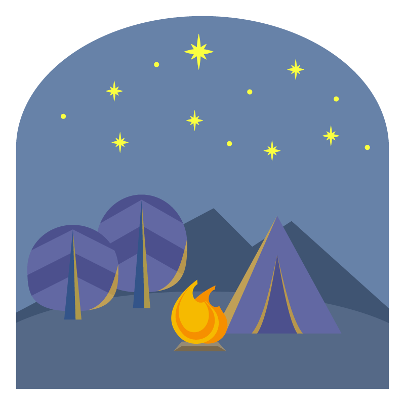 夜のキャンプと焚火のイラスト 無料のフリー素材 イラストエイト