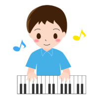ピアノを弾く男の子のイラスト