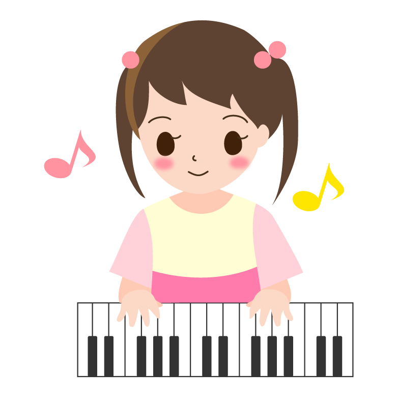 ピアノを弾く女の子のイラスト