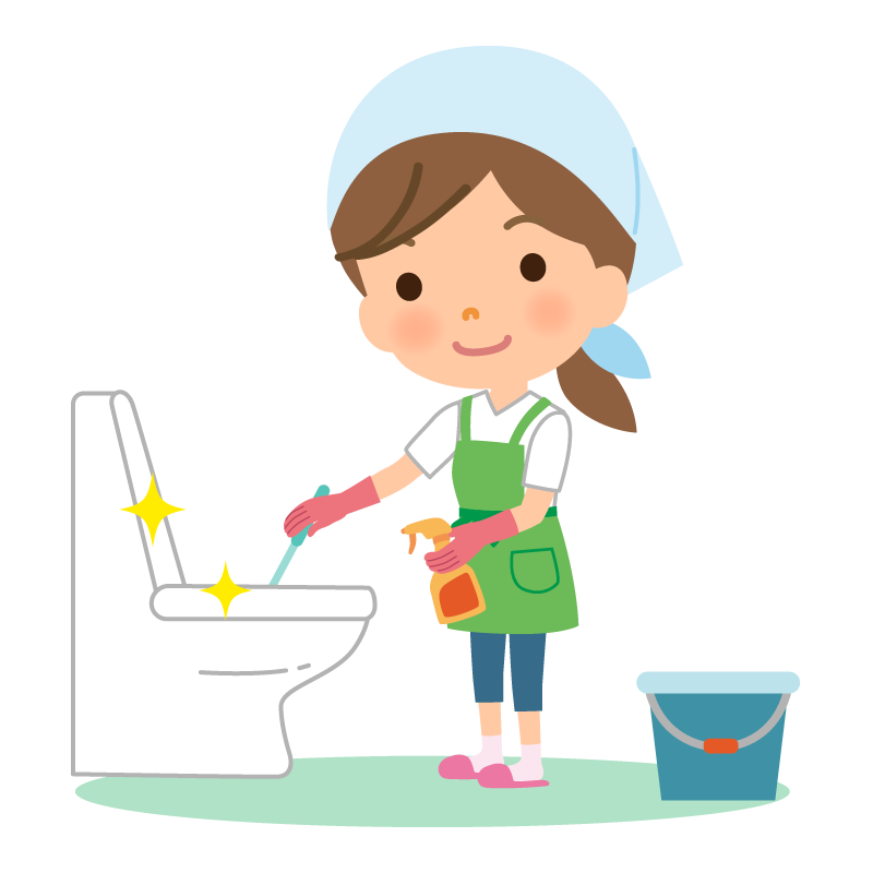 トイレの掃除をする家事代行サービス 主婦のイラスト 無料のフリー素材 イラストエイト