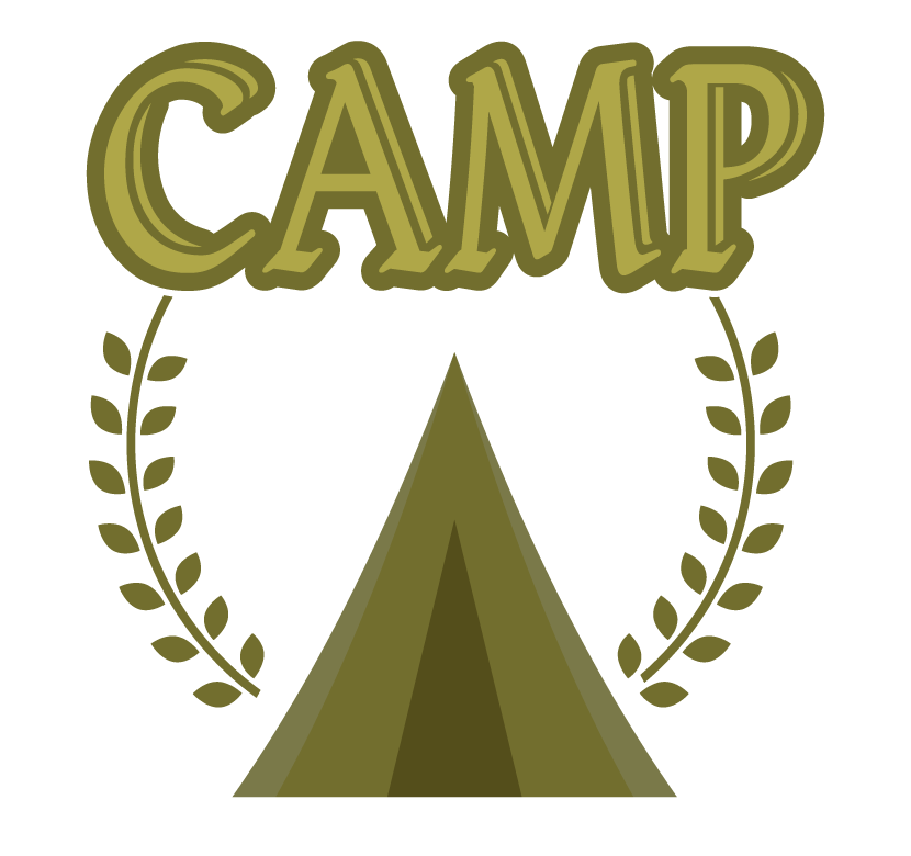 「CAMP」の文字とテントのイラスト
