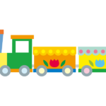 遊園地にある汽車の乗り物のイラスト