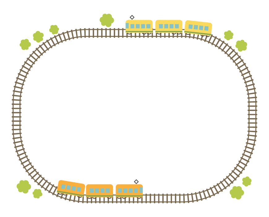 かわいい電車の線路フレーム・飾り枠のイラスト