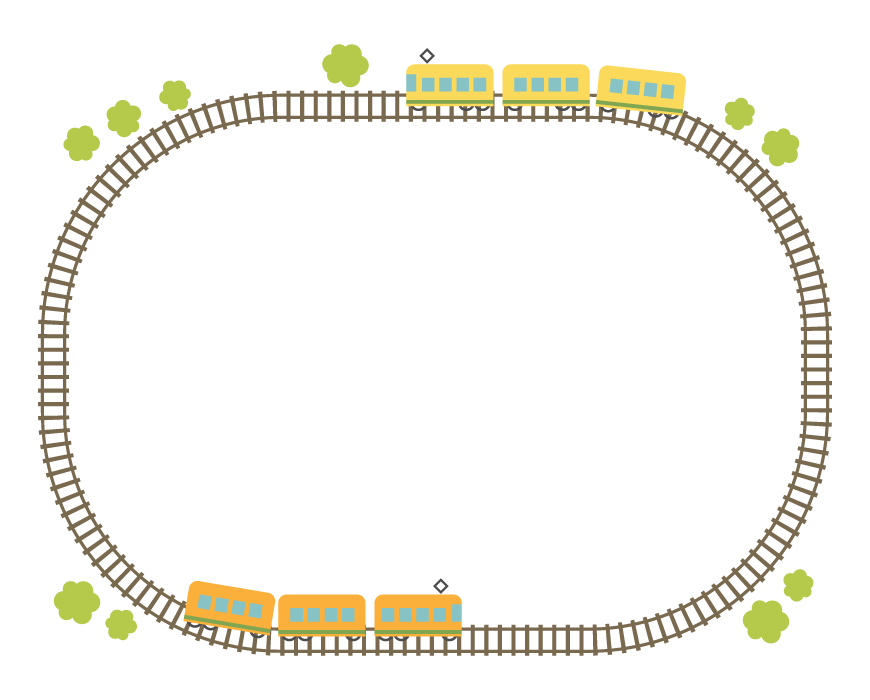 かわいい電車の線路フレーム 飾り枠のイラスト 無料のフリー素材