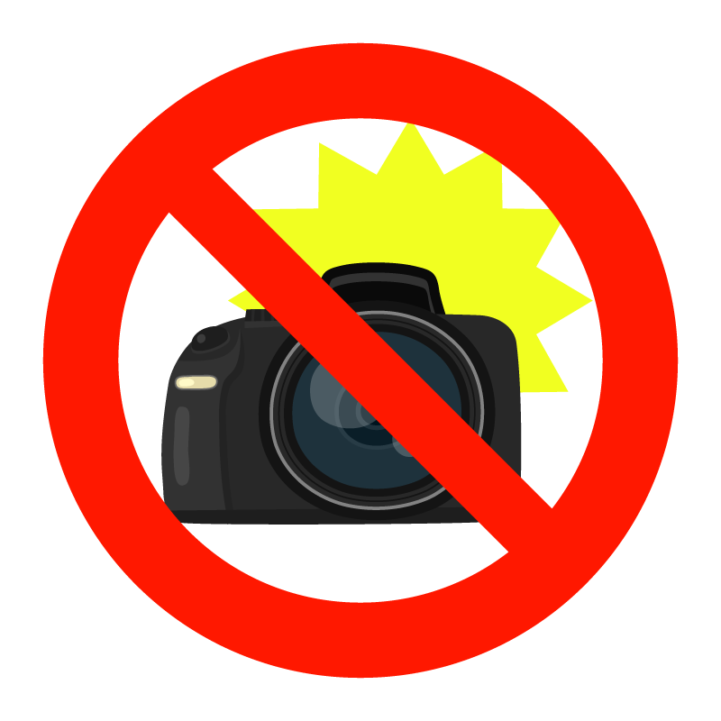 カメラのフラッシュ撮影禁止のイラスト