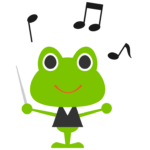 かわいい蛙の指揮者のイラスト