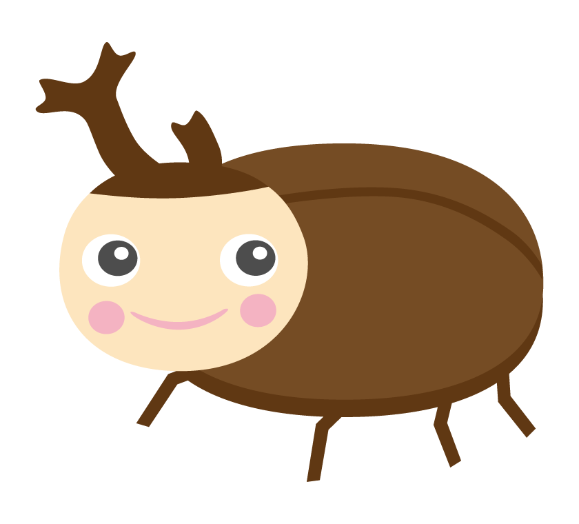 かわいい顔のカブトムシのイラスト