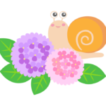 カタツムリと紫陽花のイラスト