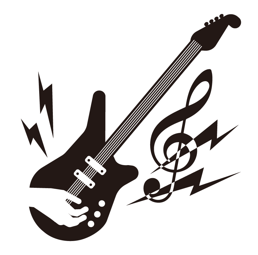 白黒のエレキギターの演奏のイラスト 無料のフリー素材 イラストエイト