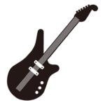 白黒のエレキギターのイラスト