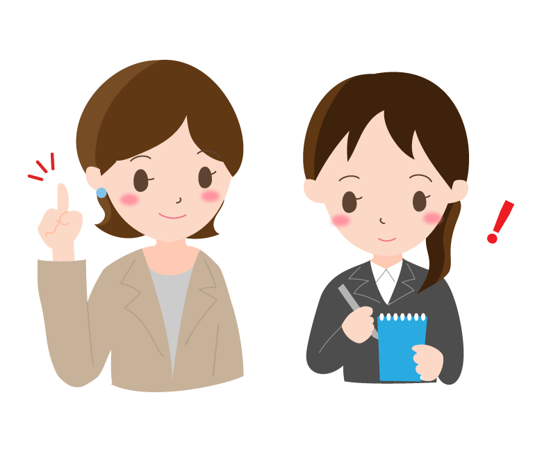 メモを取る女性会社員のイラスト