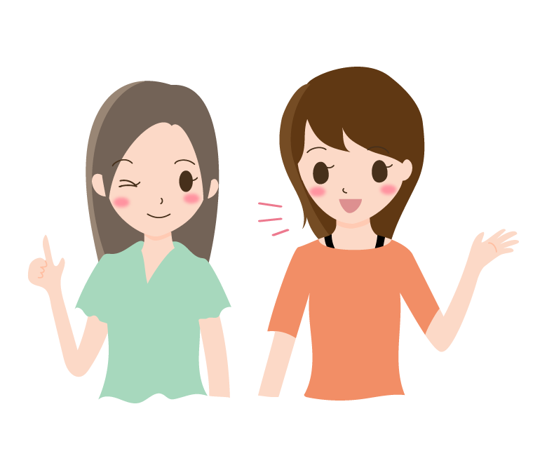 若い女性が会話しているイラスト