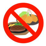 肉類や揚げ物の摂取禁止（控える）のイラスト