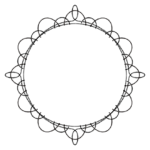 点線の円形の白黒フレーム・飾り枠のイラスト