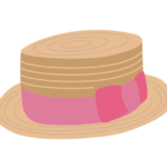 リボン付き麦わら帽子のイラスト