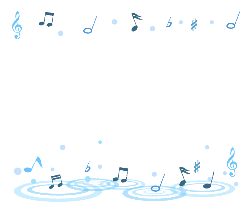水と音符の音楽フレーム・飾り枠のイラスト