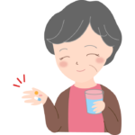 薬を飲むおばあちゃんのイラスト