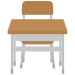 学校の机と椅子（正面）のイラスト