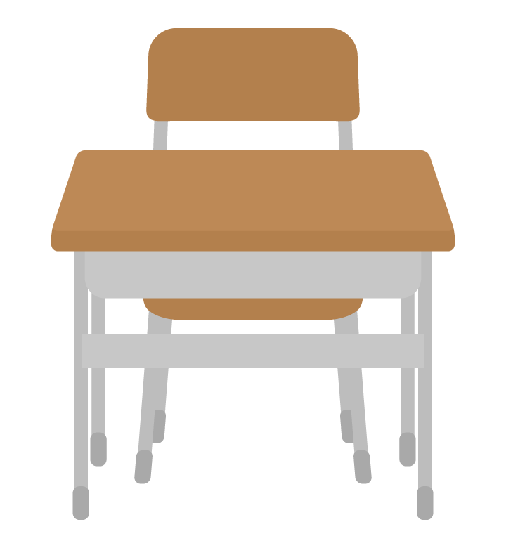 学校の机と椅子（正面）のイラスト