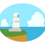 灯台と海の風景のイラスト