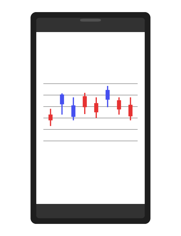 スマホと株やFXのチャートのイラスト