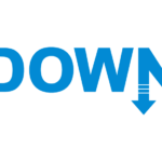 「DOWN」（ダウン）の文字イラスト