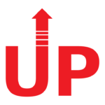 「UP」（アップ）の文字イラスト