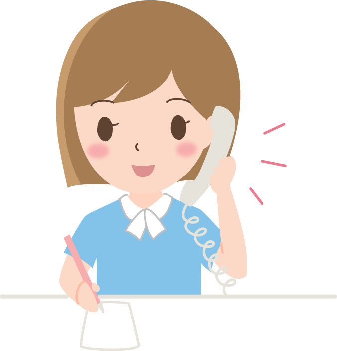 電話対応をする女性会社員のイラスト