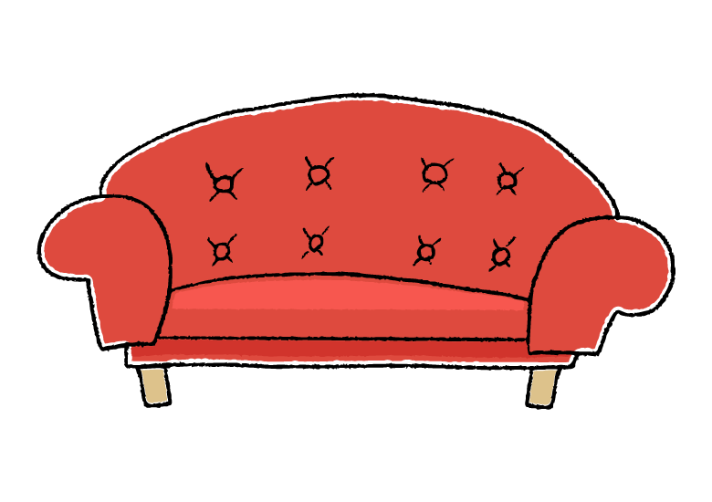 手書き風のおしゃれな二人掛けソファーのイラスト