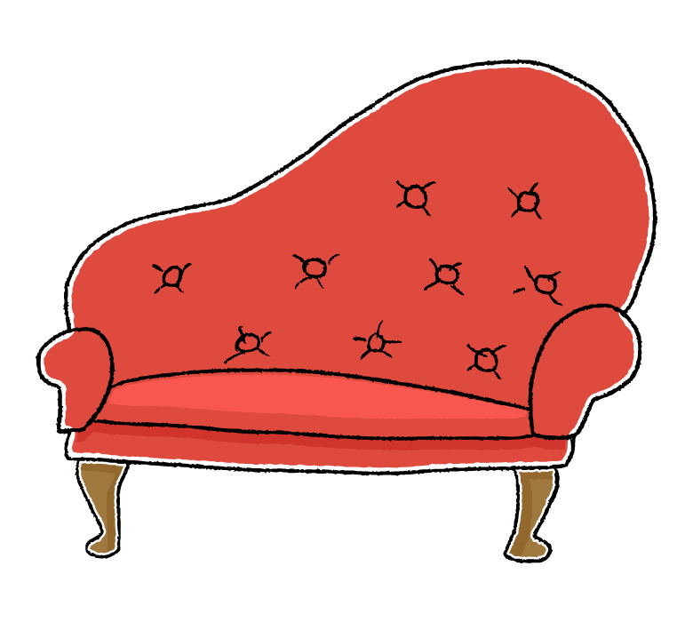 手書き風のおしゃれなデザインのソファーのイラスト