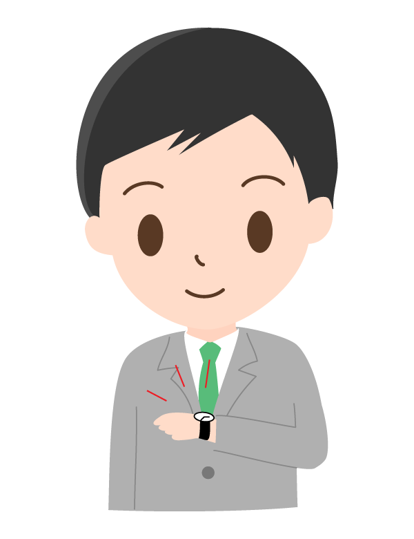 腕時計で時間を確認する会社員（サラリーマン）のイラスト