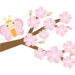 かわいい蝶々と桜のイラスト