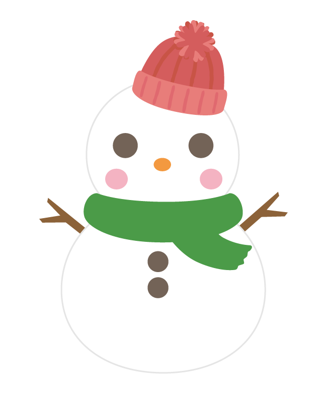 毛糸の帽子をかぶったかわいい雪だるまのイラスト