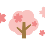かわいい桜の木と花びらのイラスト