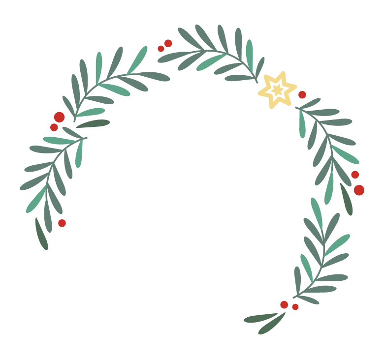 星が付いたシンプルなクリスマスフレーム・飾り枠イラスト