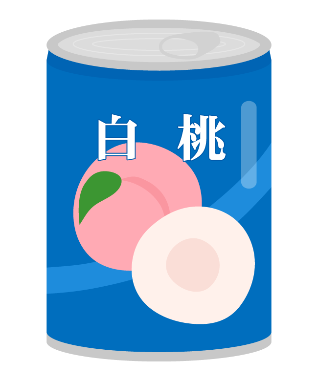 白桃の桃缶のイラスト