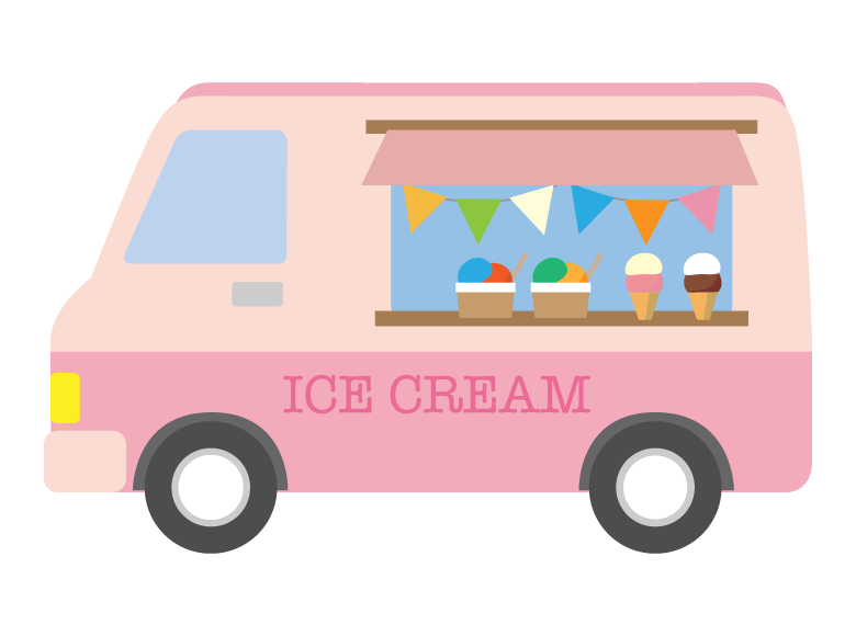 アイスクリームの移動販売車のイラスト