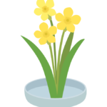 黄色い花の生け花のイラスト