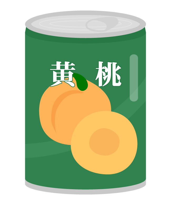 黄桃の桃缶のイラスト