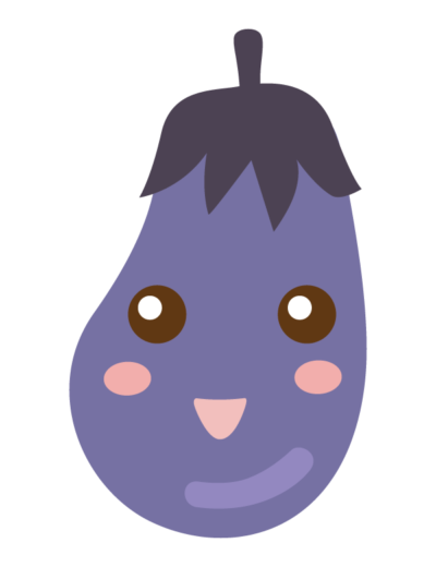  かわいいナスのキャラクターのイラスト 