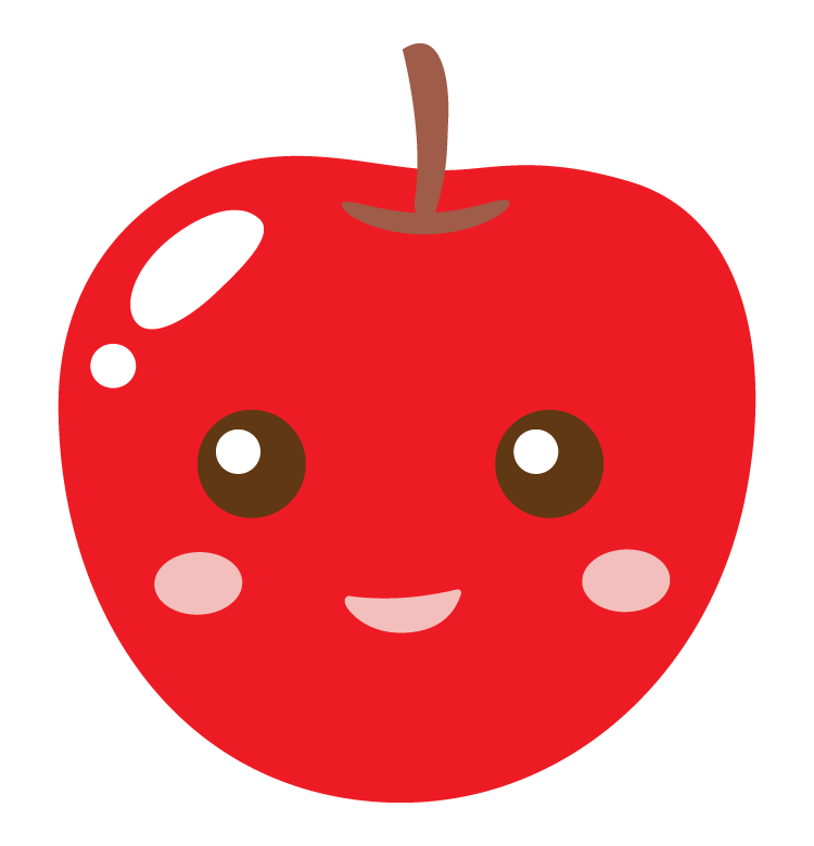かわいいリンゴのキャラクターのイラスト