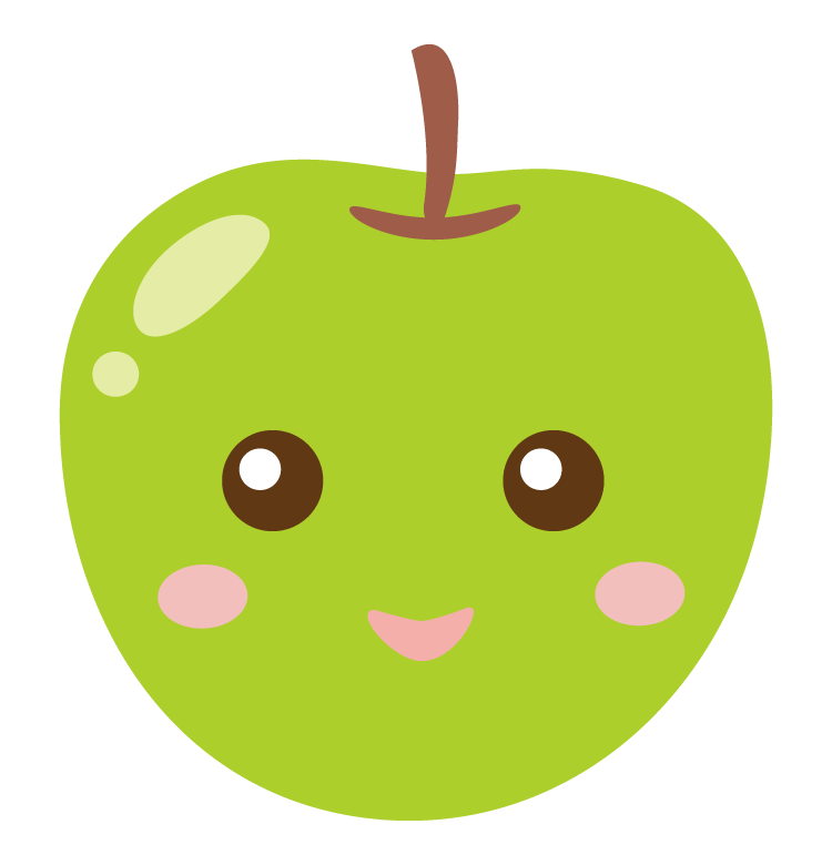 かわいい青りんごのキャラクターのイラスト