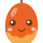かわいいマンゴーのキャラクターのイラスト