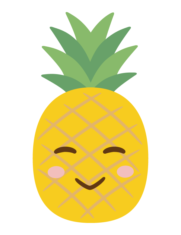 かわいいパイナップルのキャラクターのイラスト