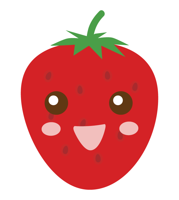 かわいいイチゴのキャラクターのイラスト