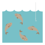 釣り針と水中の魚たちのイラスト04