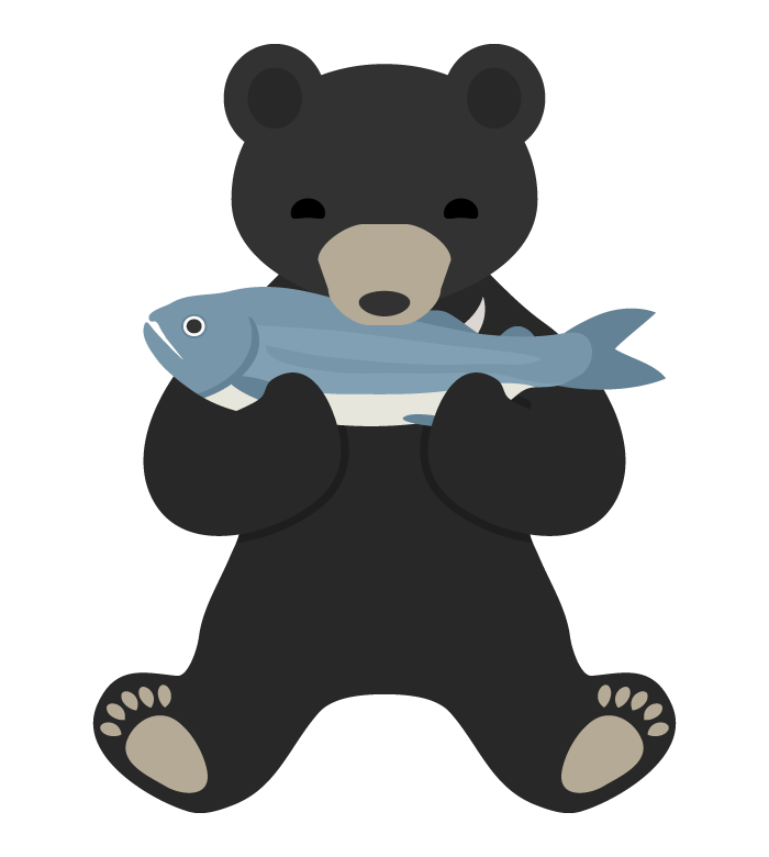 鮭をくわえている熊のイラスト02