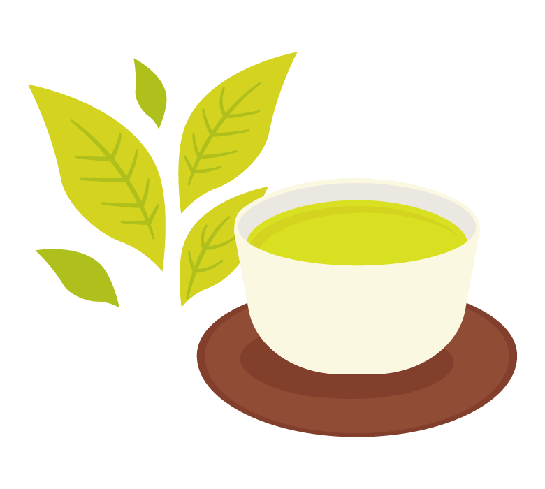 緑茶と茶葉／新茶のイラスト