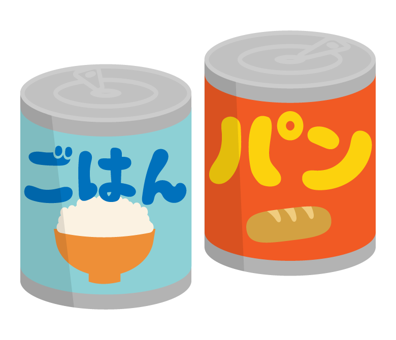 缶詰の保存食（ご飯／パン）のイラスト